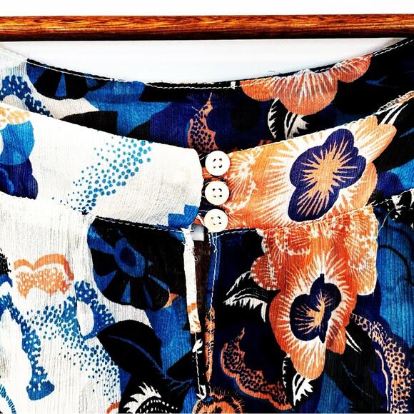 Tramp Floral Sheer Colorful Swing Blouse Size Large EUC - Picture 3 of 16